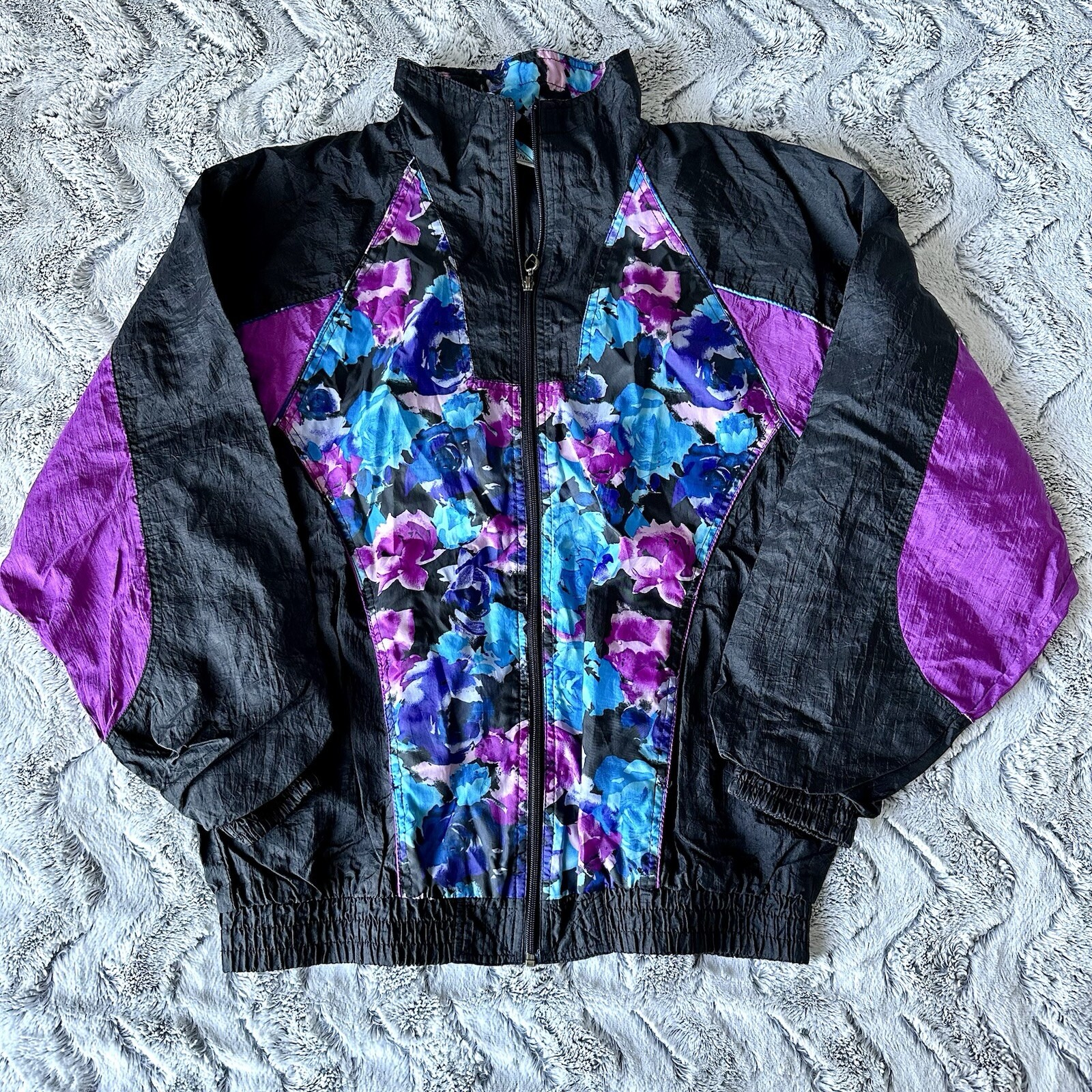 Vintage 80s 90s Basic Editions Windbreaker Jacket Women’s M Retro Color Blocked