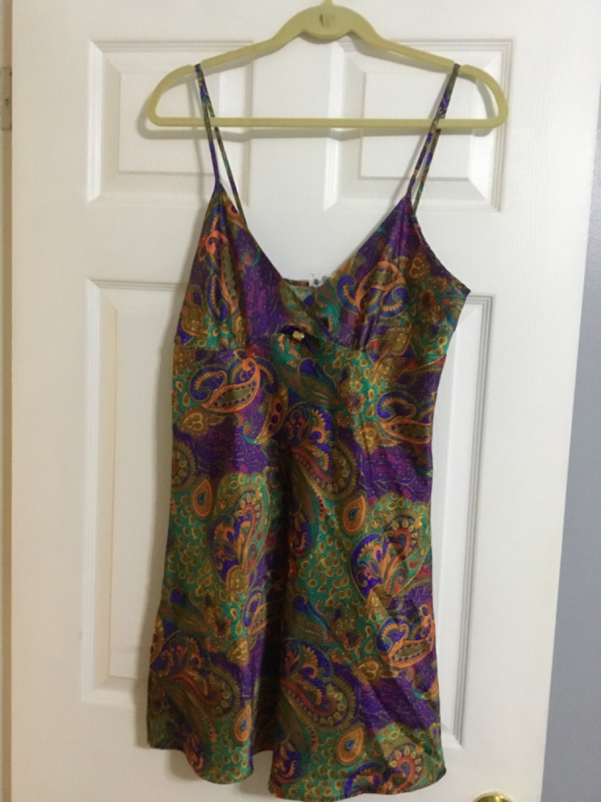 Vintage 90s Cinema Etoile Satin Slip Dress Nightie – M/L Paisley