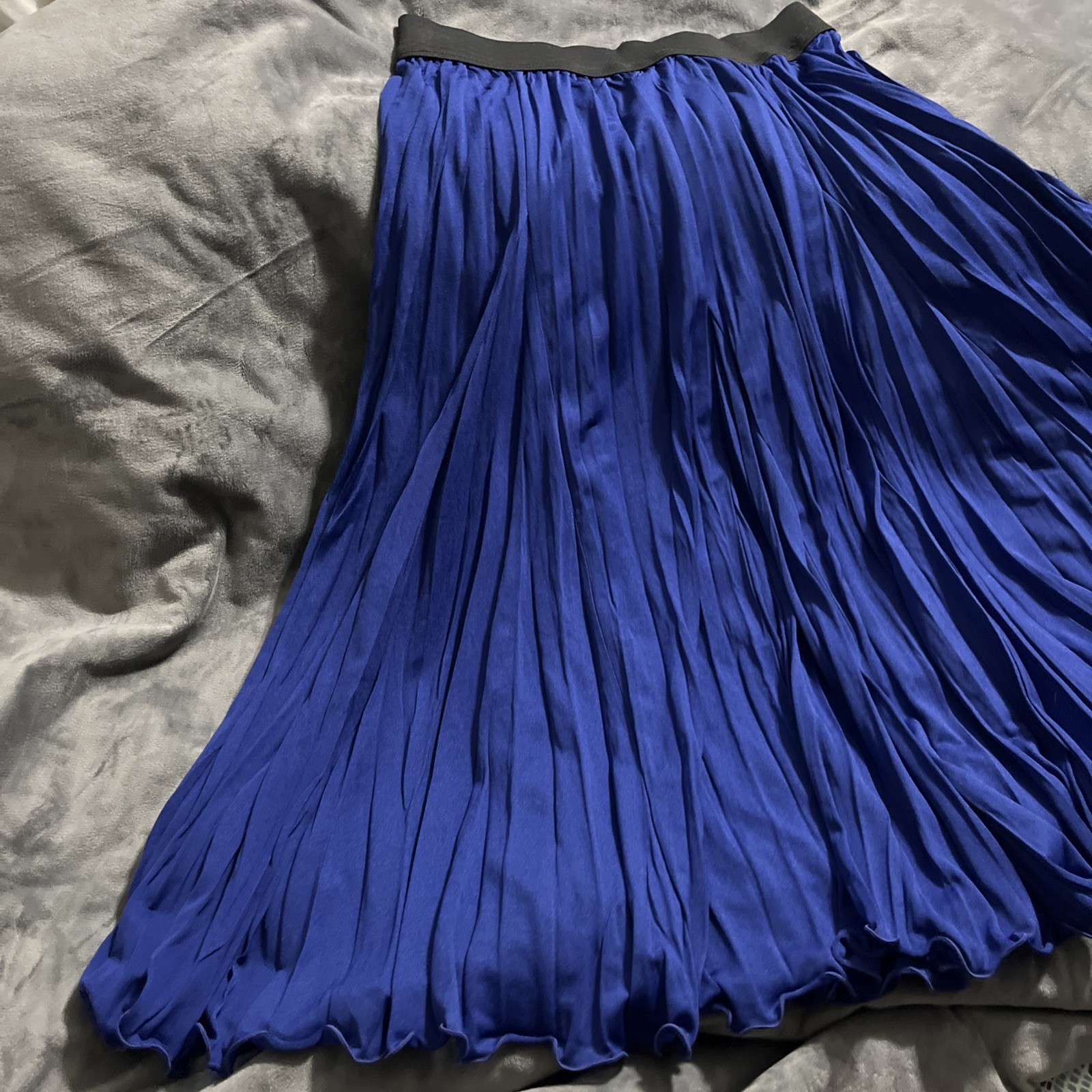CATO Skirt Solid Sapphire Blue Accordian Pleated Elastic Waist Lined Size S New