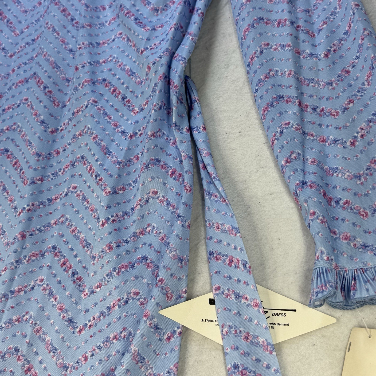 Vintage Gimbels Cottagecore Nightie Nightgown Dress Size 12.5 M/L Blue Floral