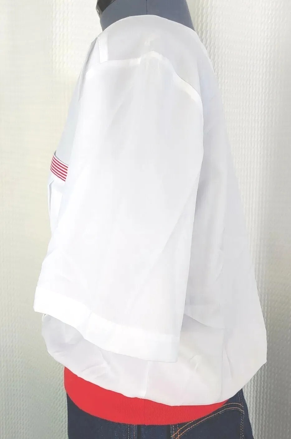 Vintage Laura & Jayne White Blouse w Red & White Striped Accents Size 12