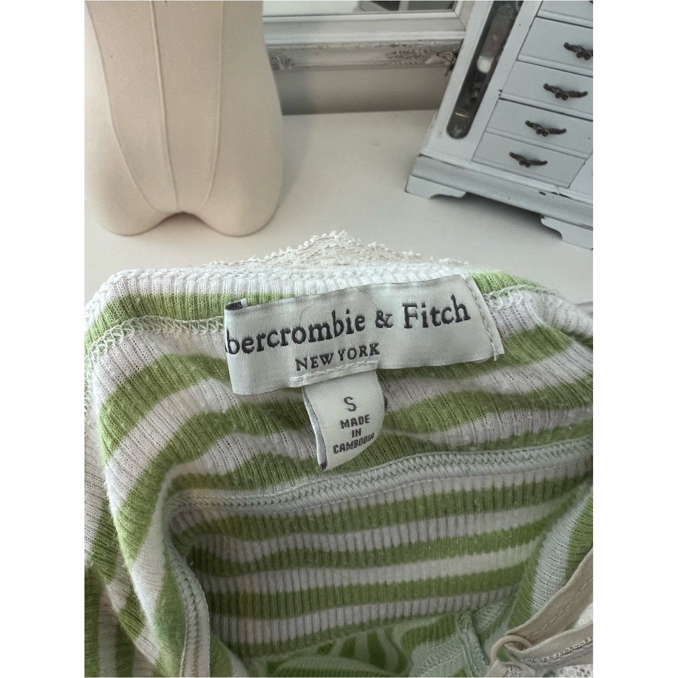 vintage grail abercrombie & fitch green and white striped tank top