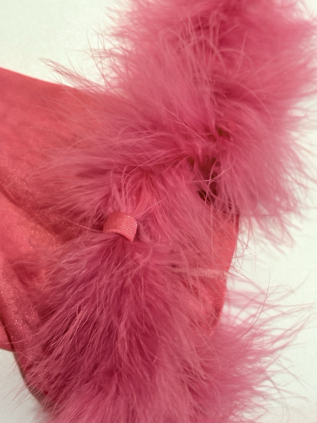 Dorsay Pink Sheer Chiffon Peignoir Robe w Feather Trim Medium vtg 1960’s Mad Men