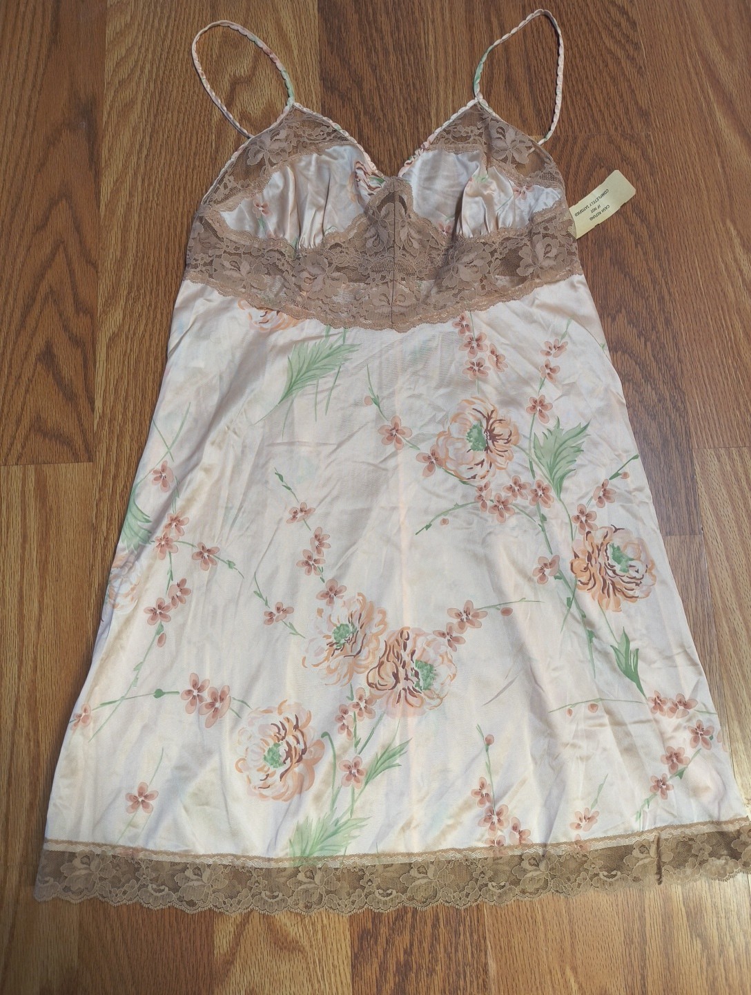 Vintage Tom Bezuda For Barad Mini Dress Slip Nylon Floral Lace NWT NOS 34
