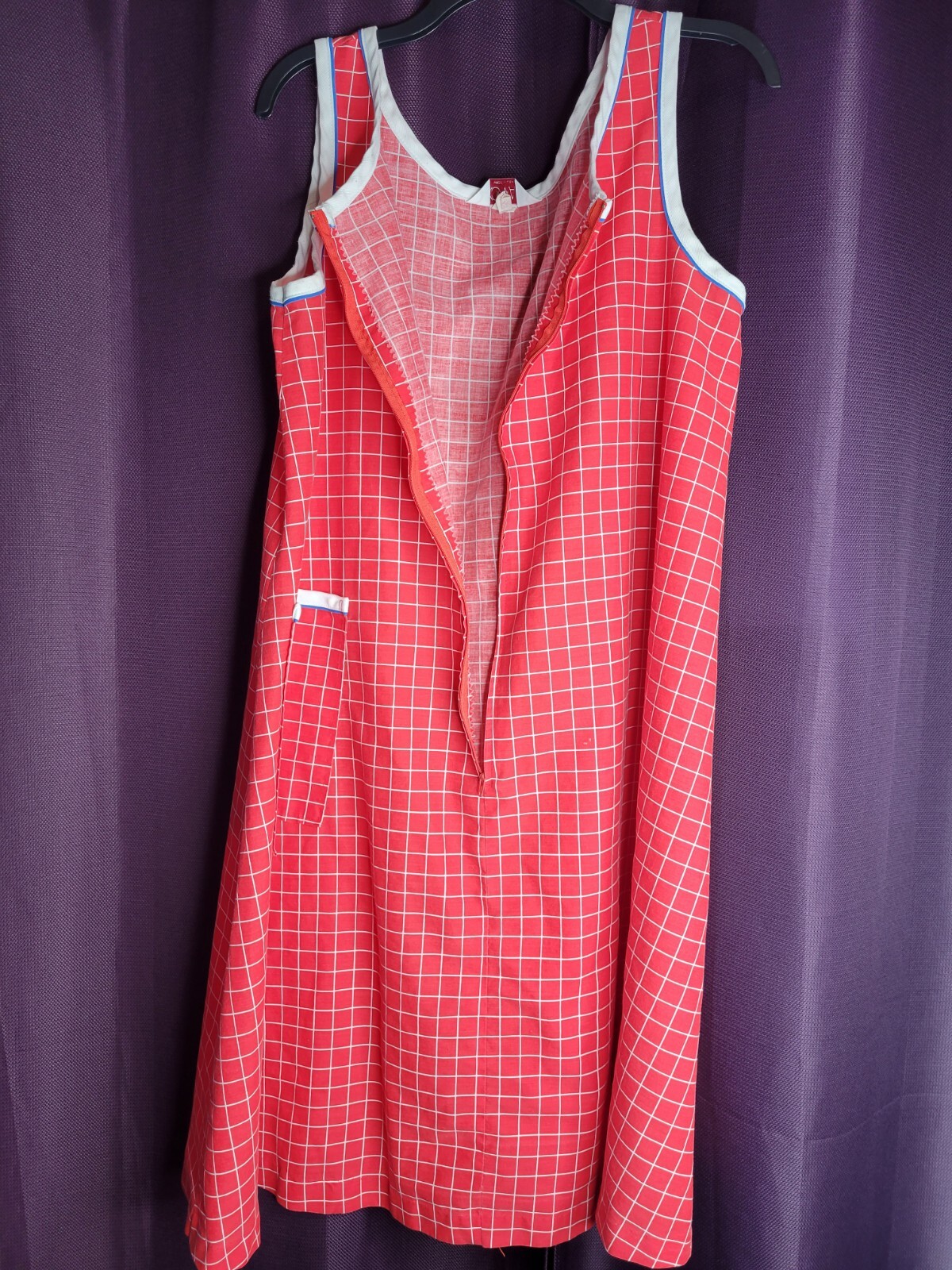 Vtg Komar House Maxi Dress Size L Red White Stripe Zip Made In USA Retro