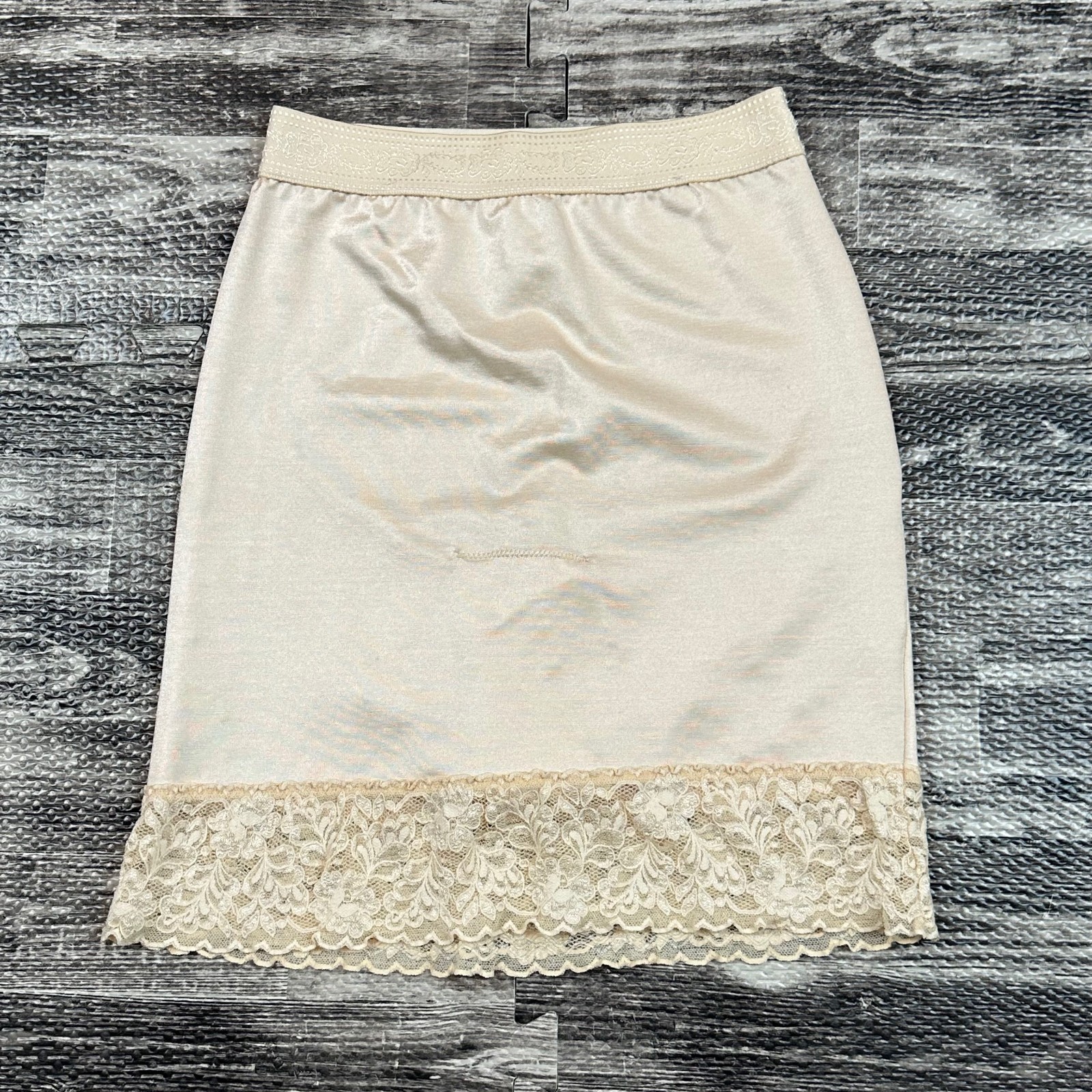 Vintage Shape-Mate Wiggle Skirt Half Slip Built-in Panty XL 31″-32″ Beige Sissy