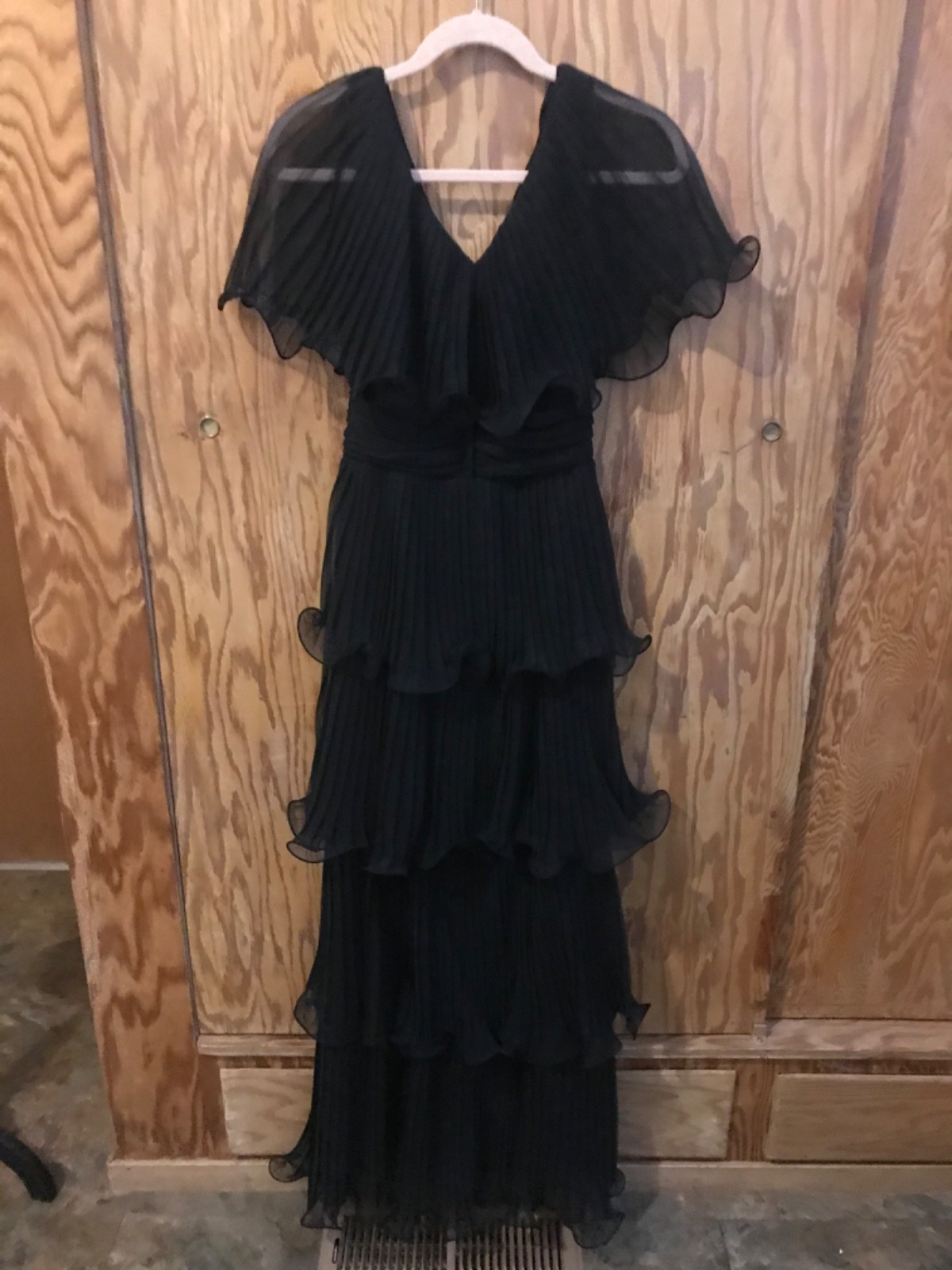 Vintage Miss Elliette Tiered Chiffon Dress Pleated size 8