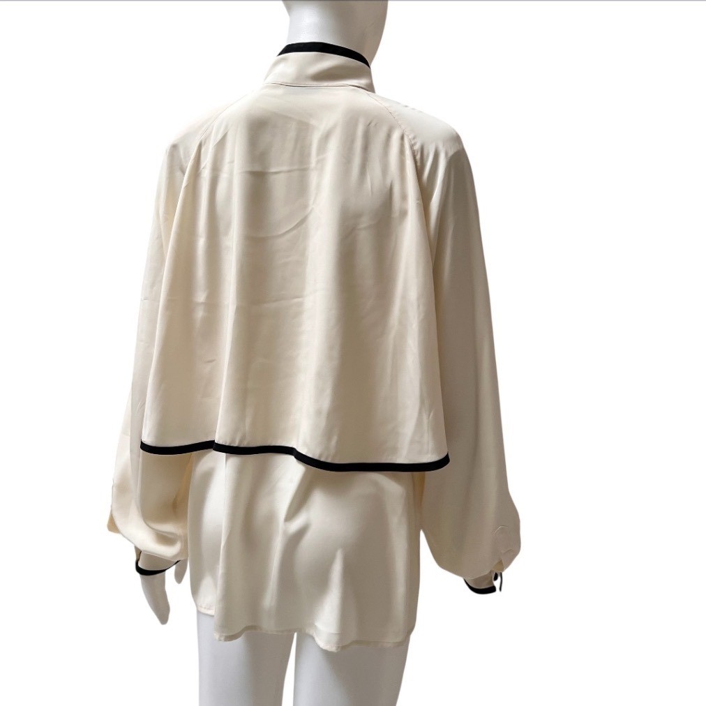 VTG 80s Regina Porter Secretary Blouse Capelet Sz Large Office Siren Hong Kong