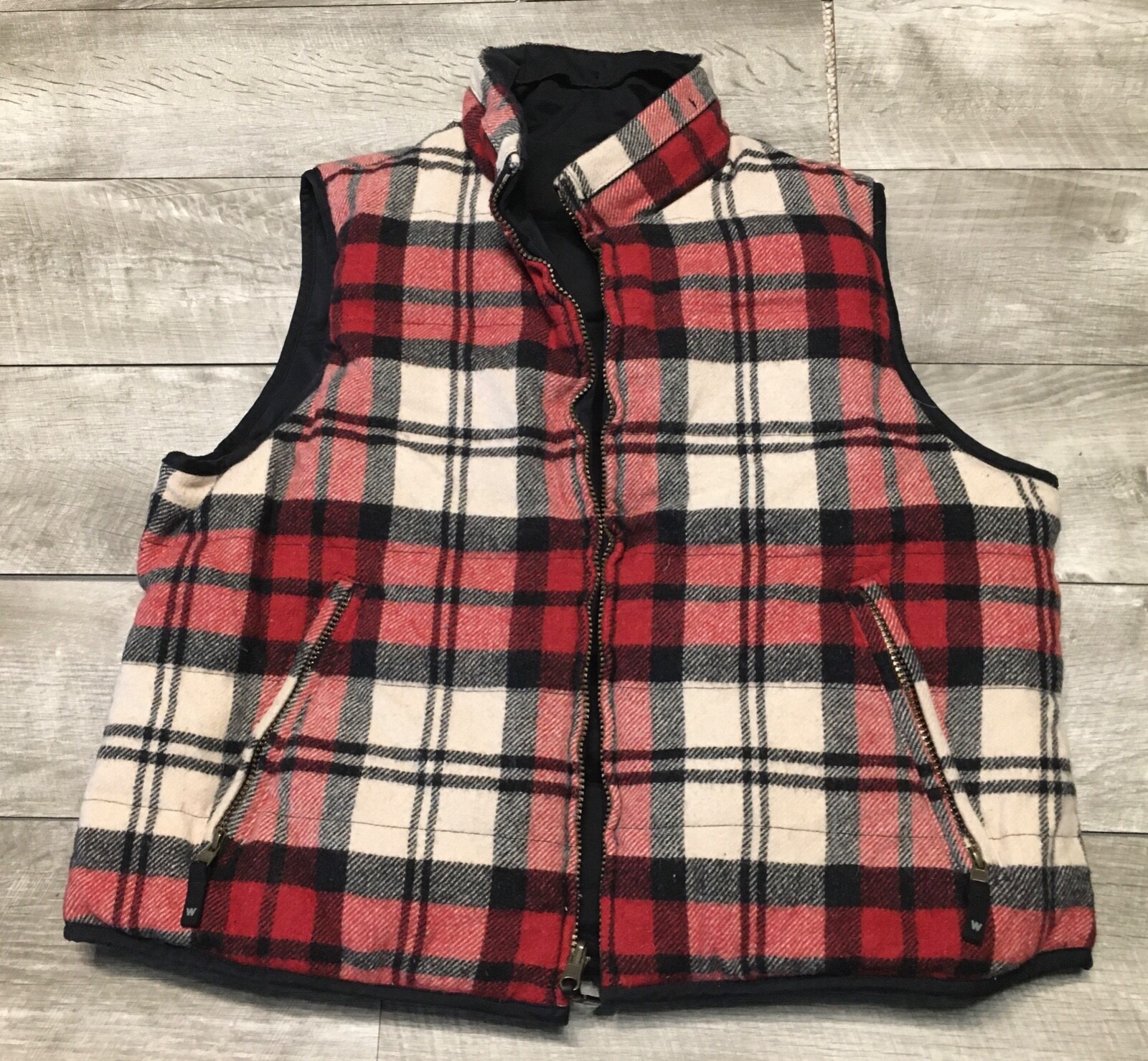 Vintage Woolrich Duck Down Womens Puffer Puffy Plaid Reversible Vest Size Large
