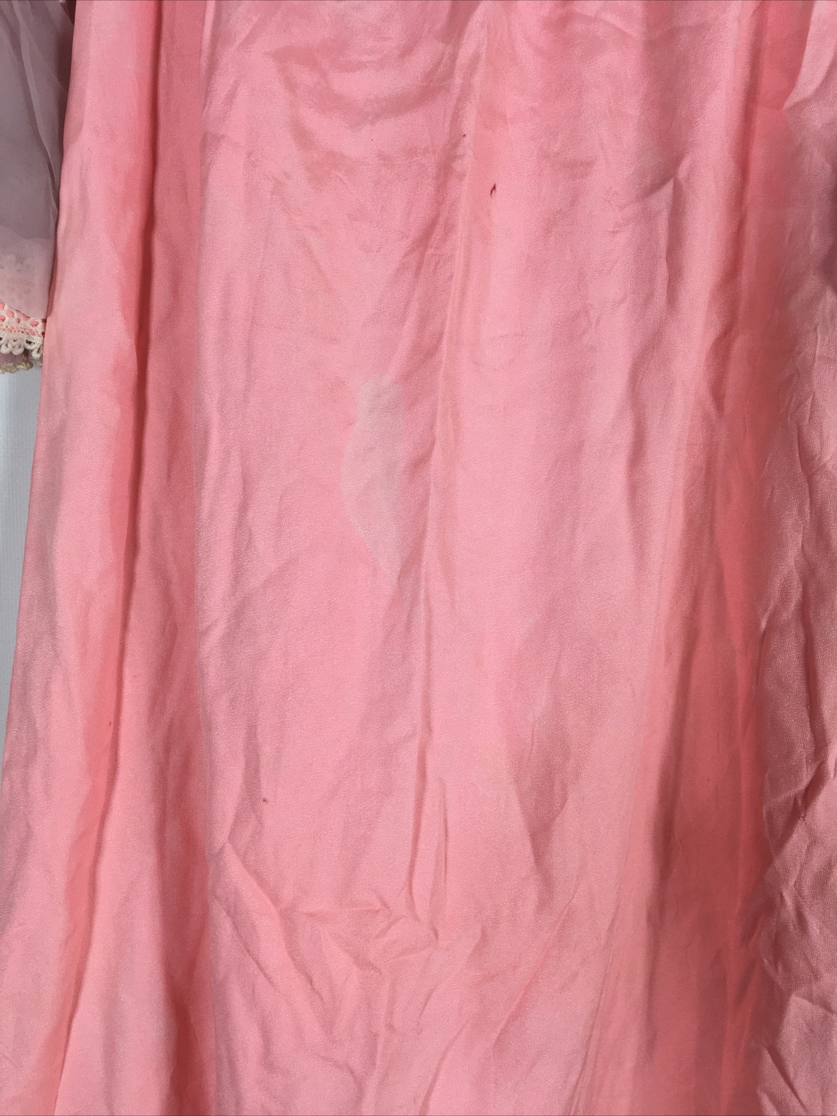 VTG 70s Puffy Sleeve Victorian Style A-Line Pink Hippy Boho Prairie Dress XS