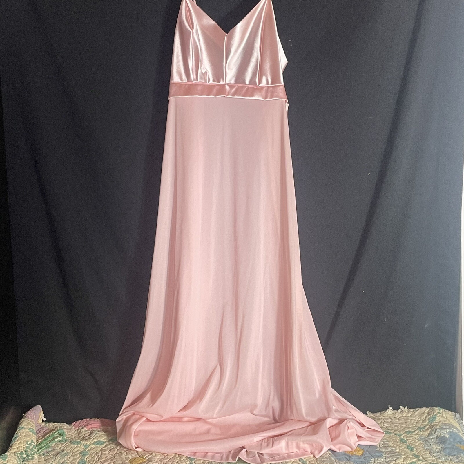 Vtg HENSON KICKERNICK Pink Satin Nylon Maxi Dress Slip Gown Size 32 Coquette