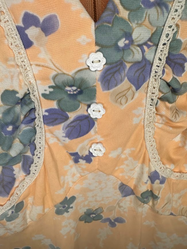 Vintage 60s 70s Terri Petites Peach A-Line Dress