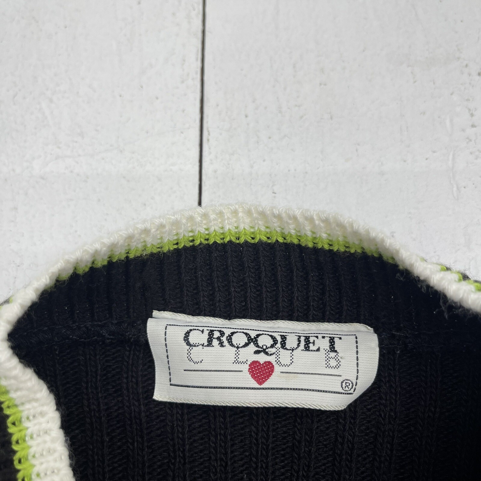 Vintage Croquet Club Black Multicolor Stripe Long Sleeve Women’s Size Small