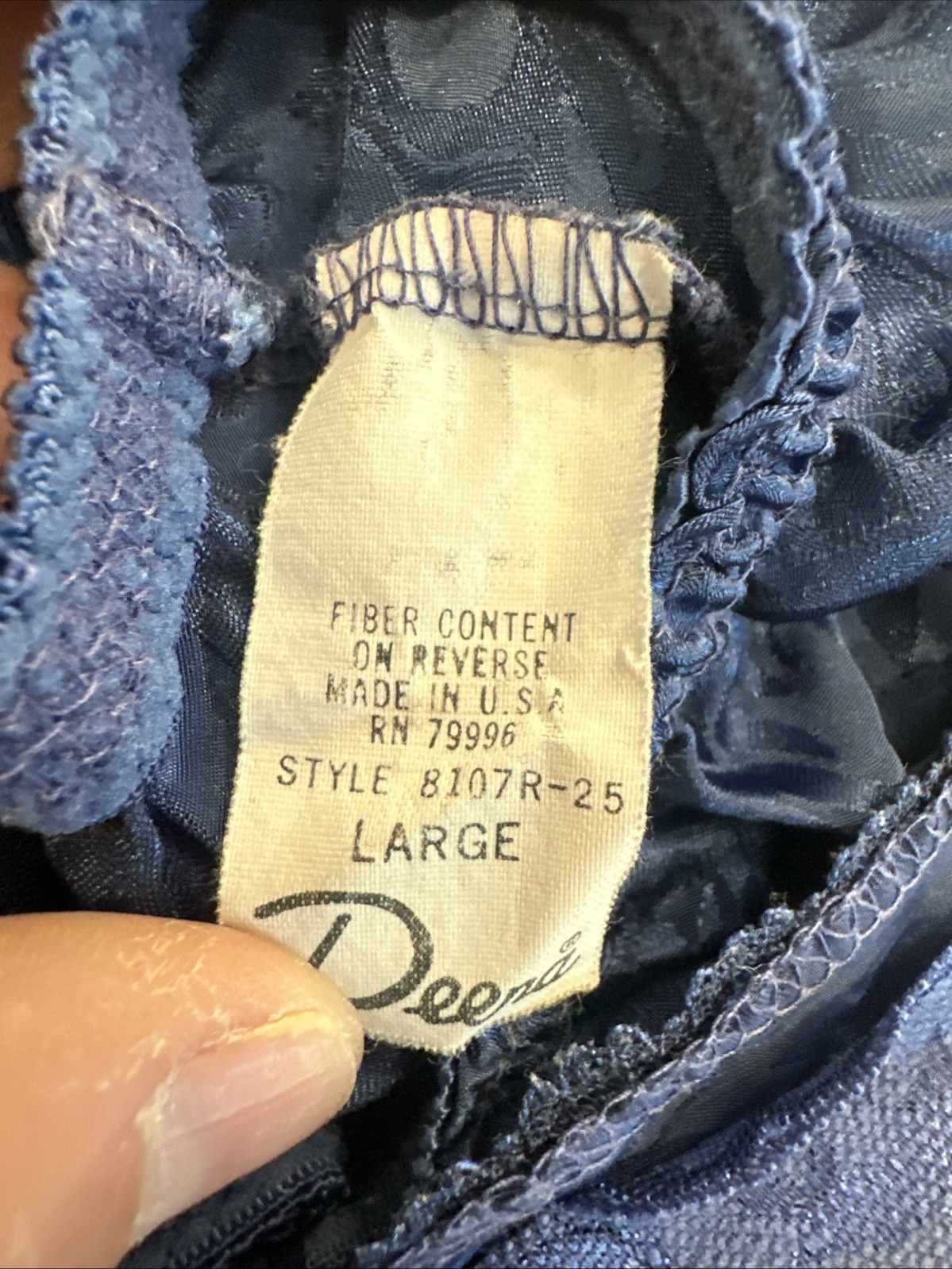 VTG Slip Skirt And Cami Set Lace Coquette Med Navy Jacquard Romantic Feminine