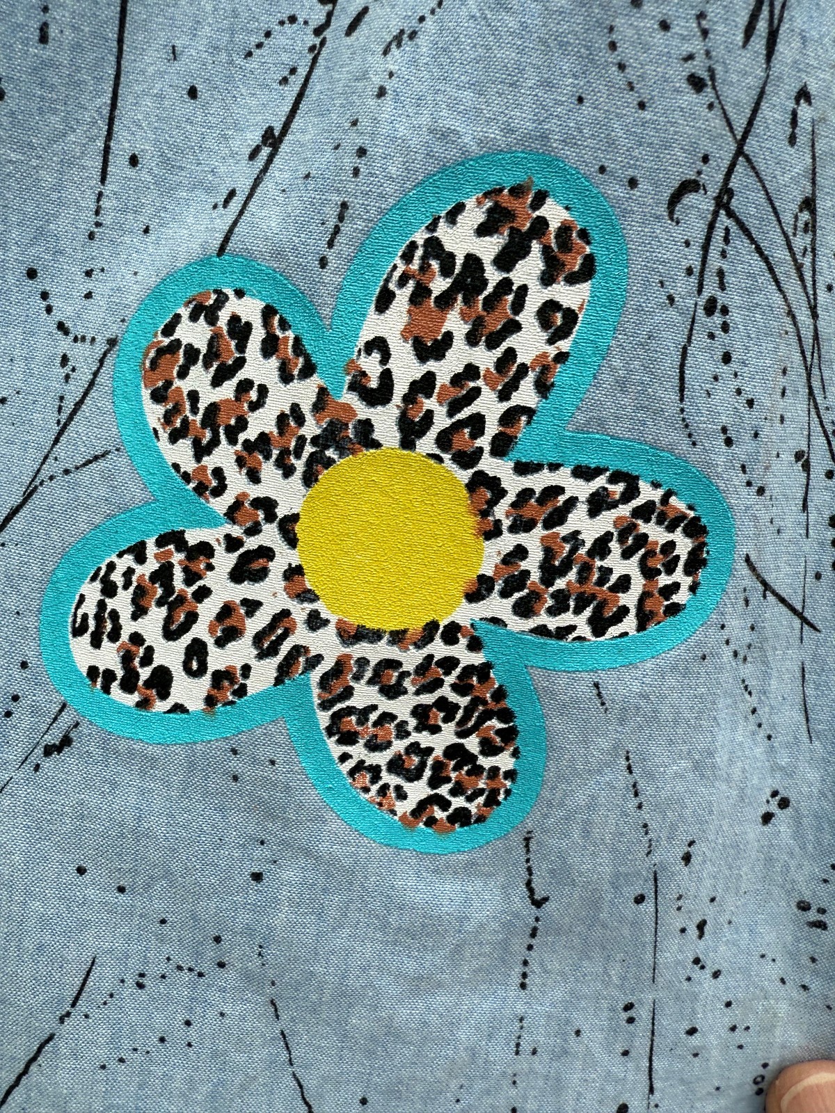 Vintage 1980’s Women’s Dayglow Flower Print Top – Size L – Cotton