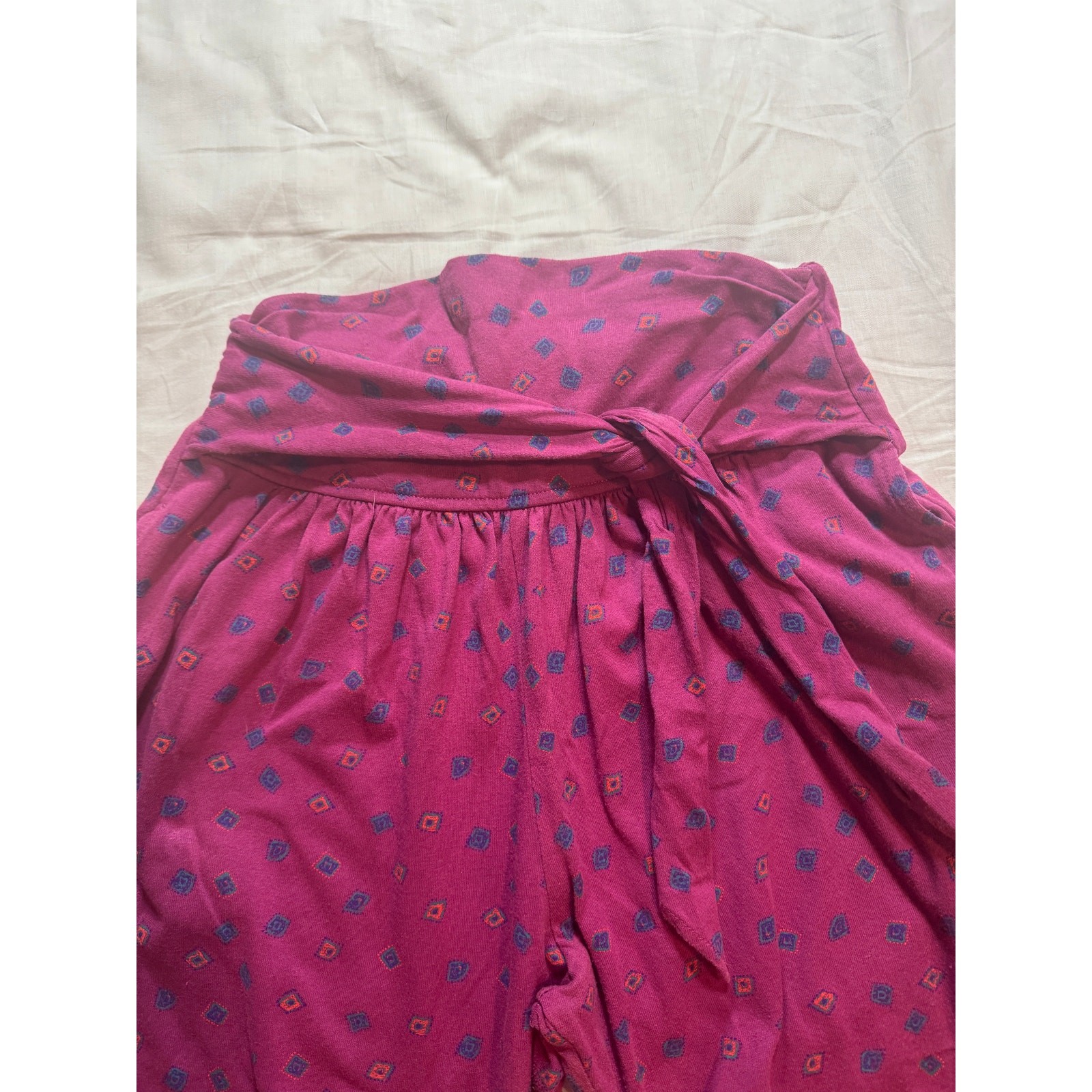 American Vintage David Wayne Tie-Waist Paper Bag Pants, Magenta, Medium