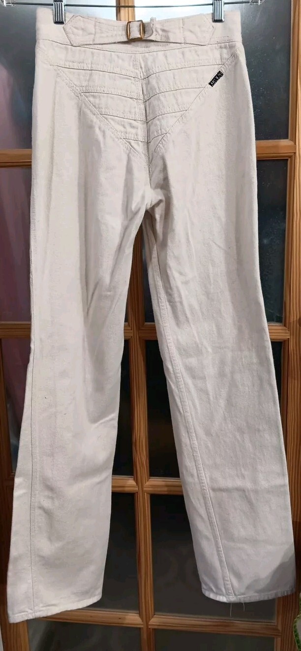 Vintage Jeans 70s N’est-Ce Pas? White Denim Chevron Sizer Back Super Rare 26X34