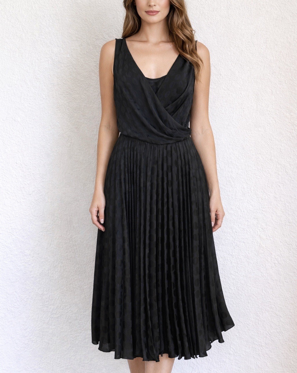 Modern Glamour Gabriella Dress Pleated A-line Black LBD Sz 8 Goth Hollywood Chic