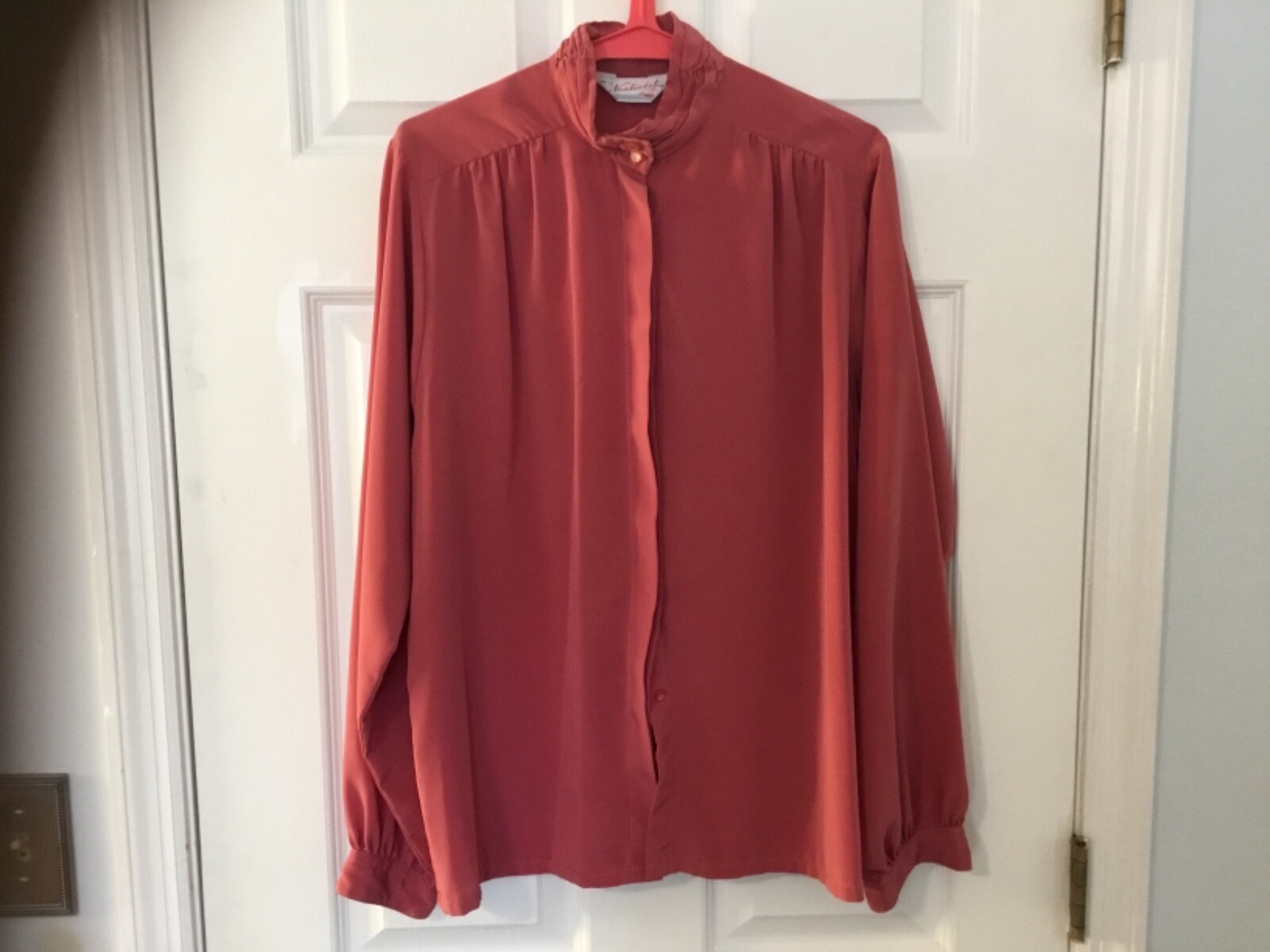Vintage Nantucket USA Top/Blouse/Shirt Ruffle Front High Neck 1980s Size 10