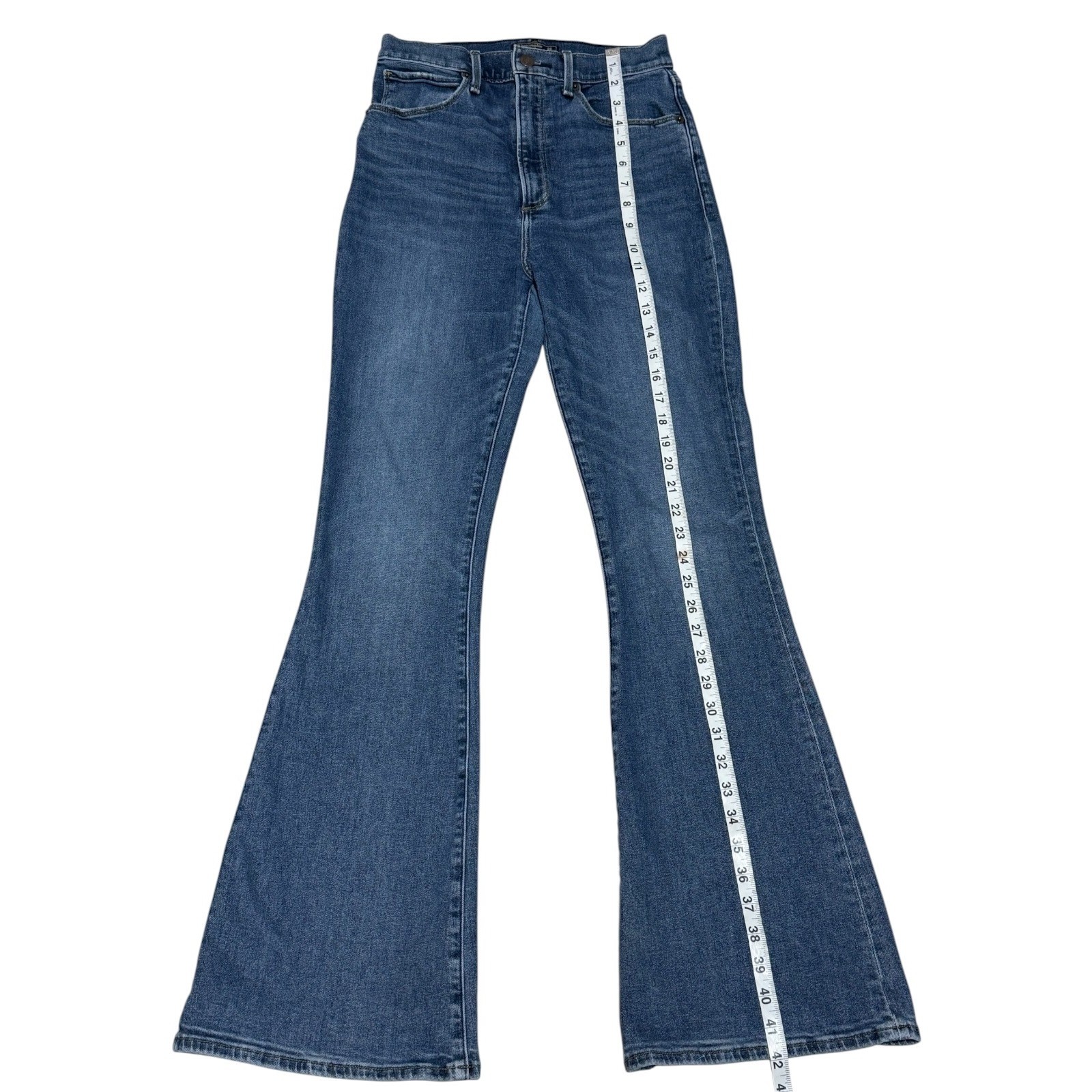 Abercrombie & Fitch High Rise Flare Jeans 26R Blue Stretch Denim Retro Bell