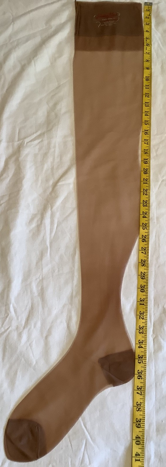 Vintage Ideal Garter Stockings Tall Girls RHT Seamless Mesh Beige 10 36″