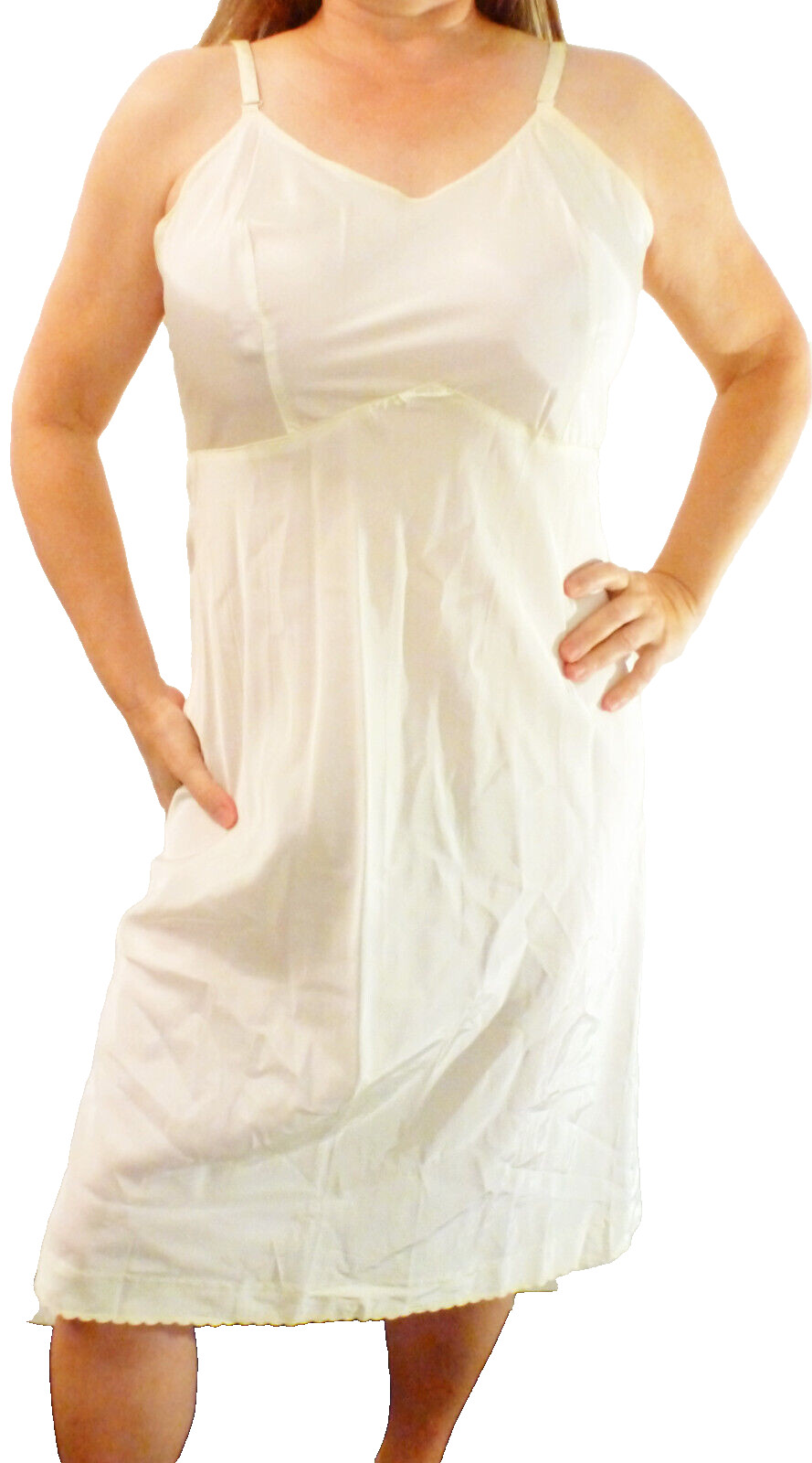 RARE FIND!! 1940s SNIP-IT VTG CREAM LACY 100% ACETATE CREPE FULL SLIP 36 38 EVC