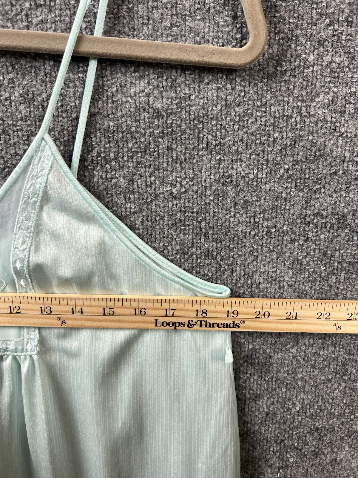 Val Mode Dress Lingerie Women Size L Light Blue Nightgown Shiny Silky VINTAGE