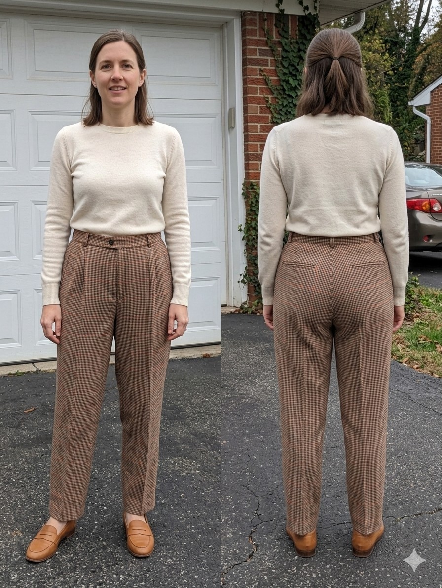 Calvin Klein Sport Vintage 80s Houndstooth Plaid Pleated Pants Trousers Size 14