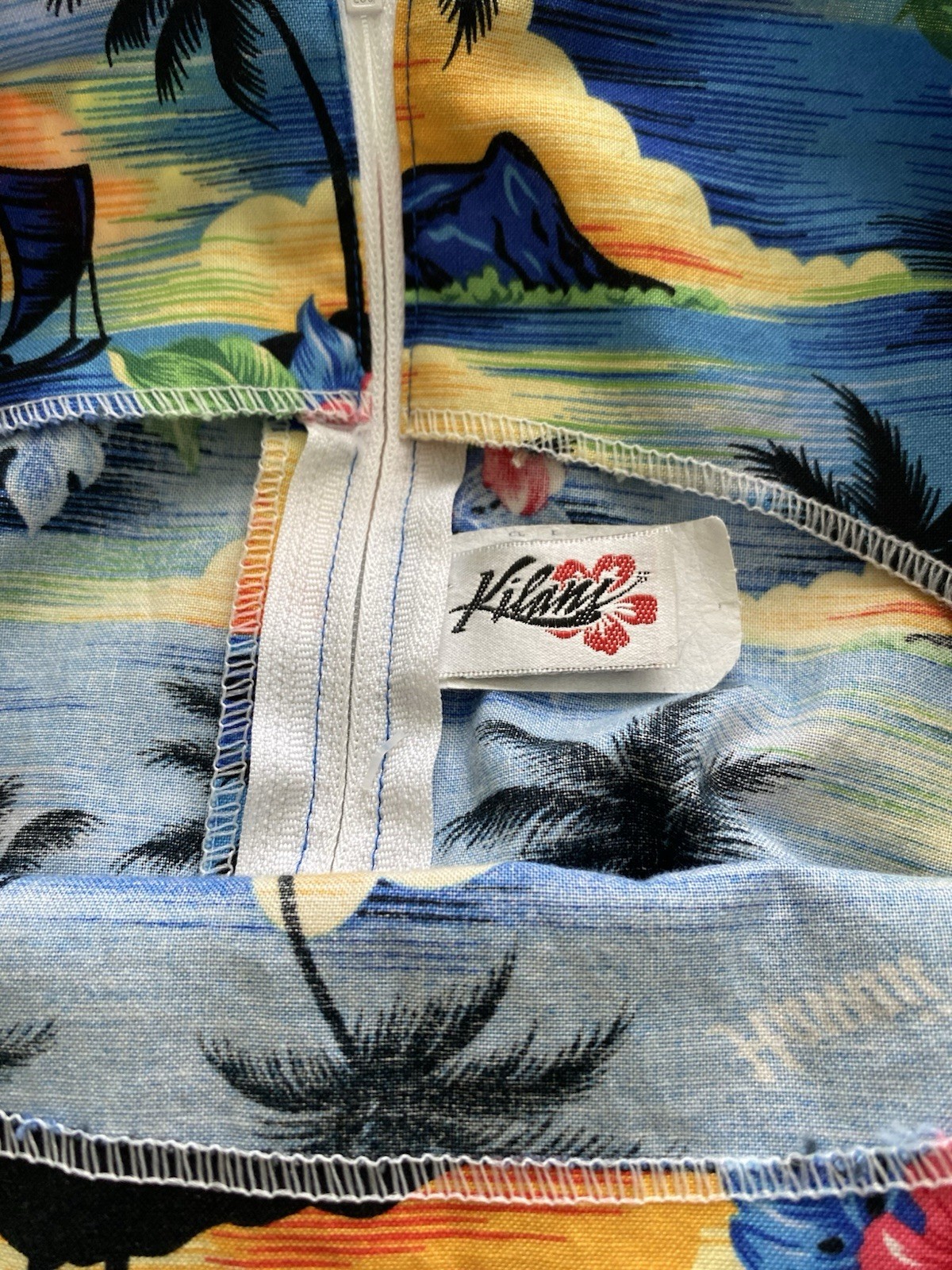 Vtg Howie Howen Ent Made in Hawaii Tropical Faux Wrap Dress Sz M Sunset