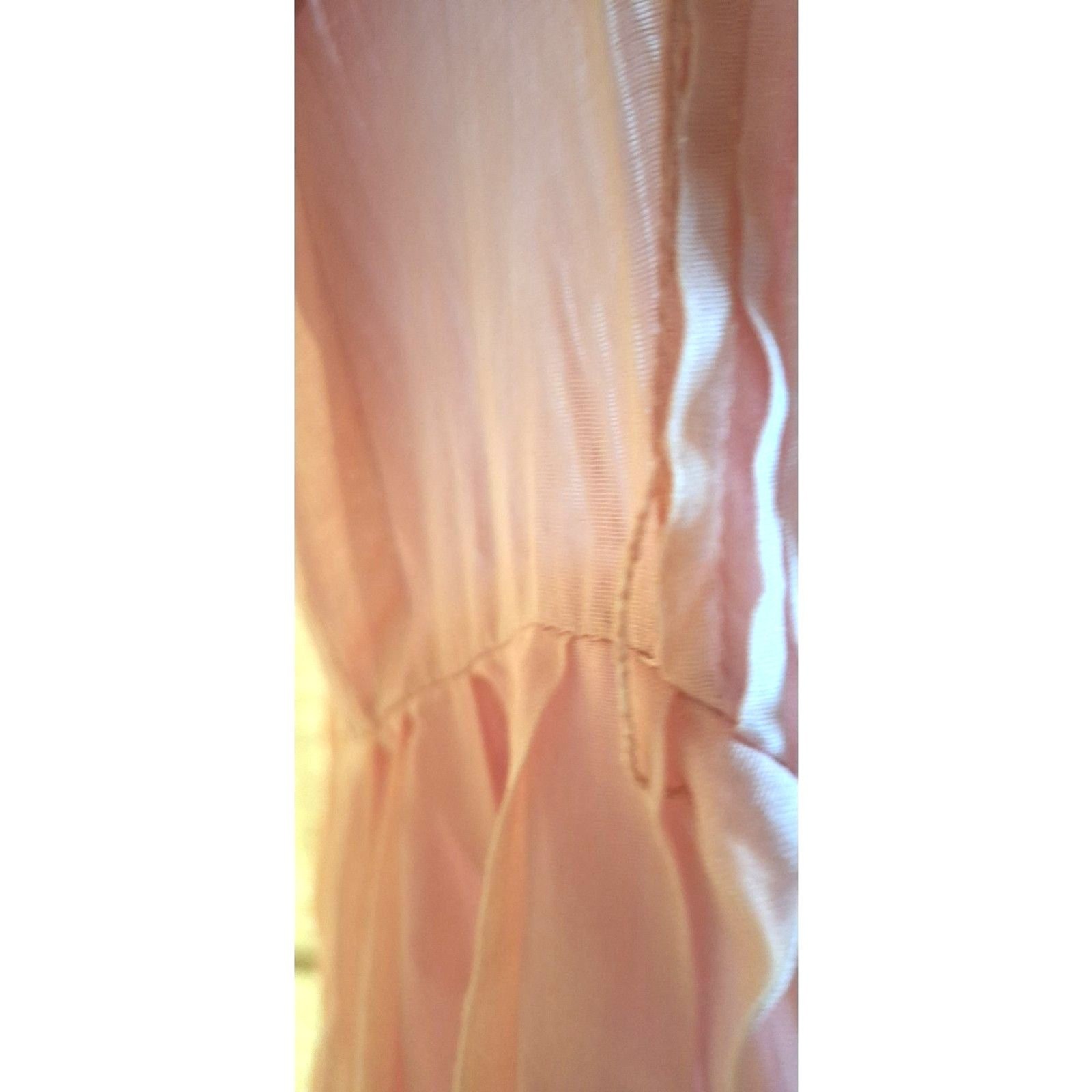 R&K Original 50s Pale Pink Sheer Gauze Cotton Chelsea Collar Pearl Button Smock