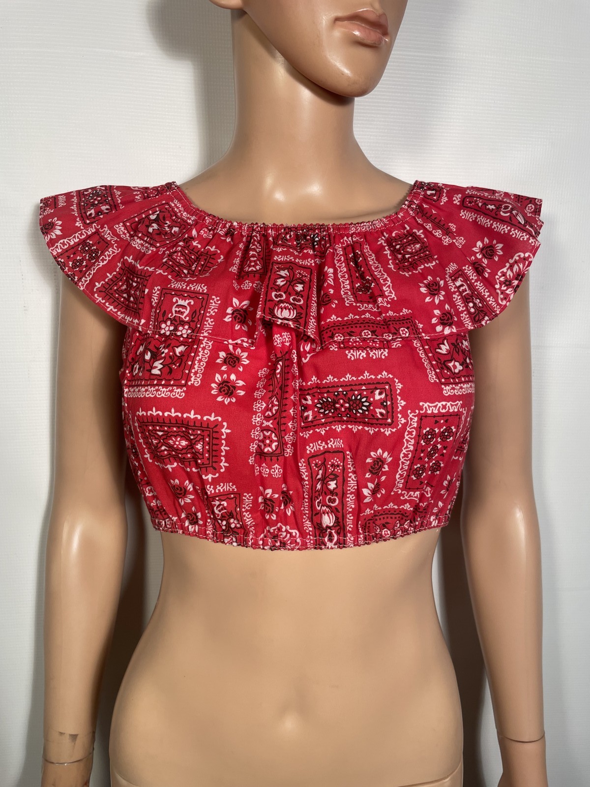 Vintage 1970s Deadstock Bandana Print Crop Top Size M