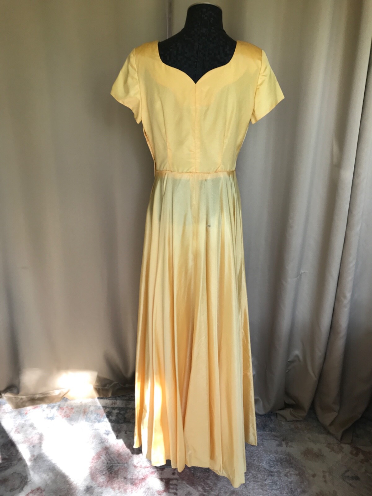 Vintage 50’s CORD FASHION made in California yellow gown with rhinestones touch