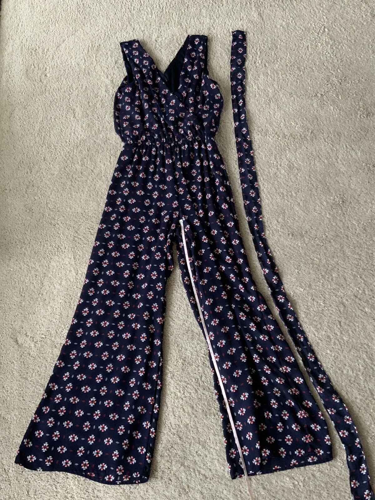 VINTAGE Women’s 90s Knapp Studio Jumpsuit Sleeveless Lined With Belt – Size S