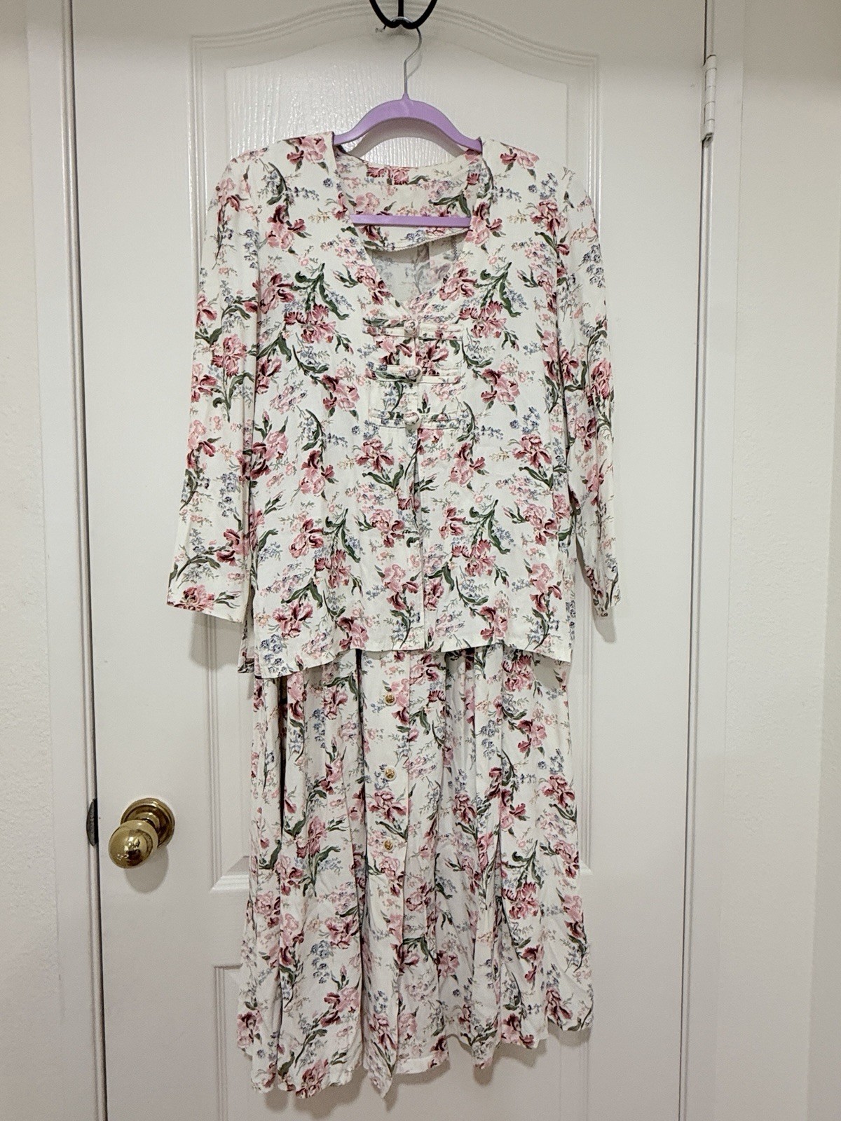 Vintage Floral Dress Jacket Set Cottagecore 2 Piece Women’s Medium