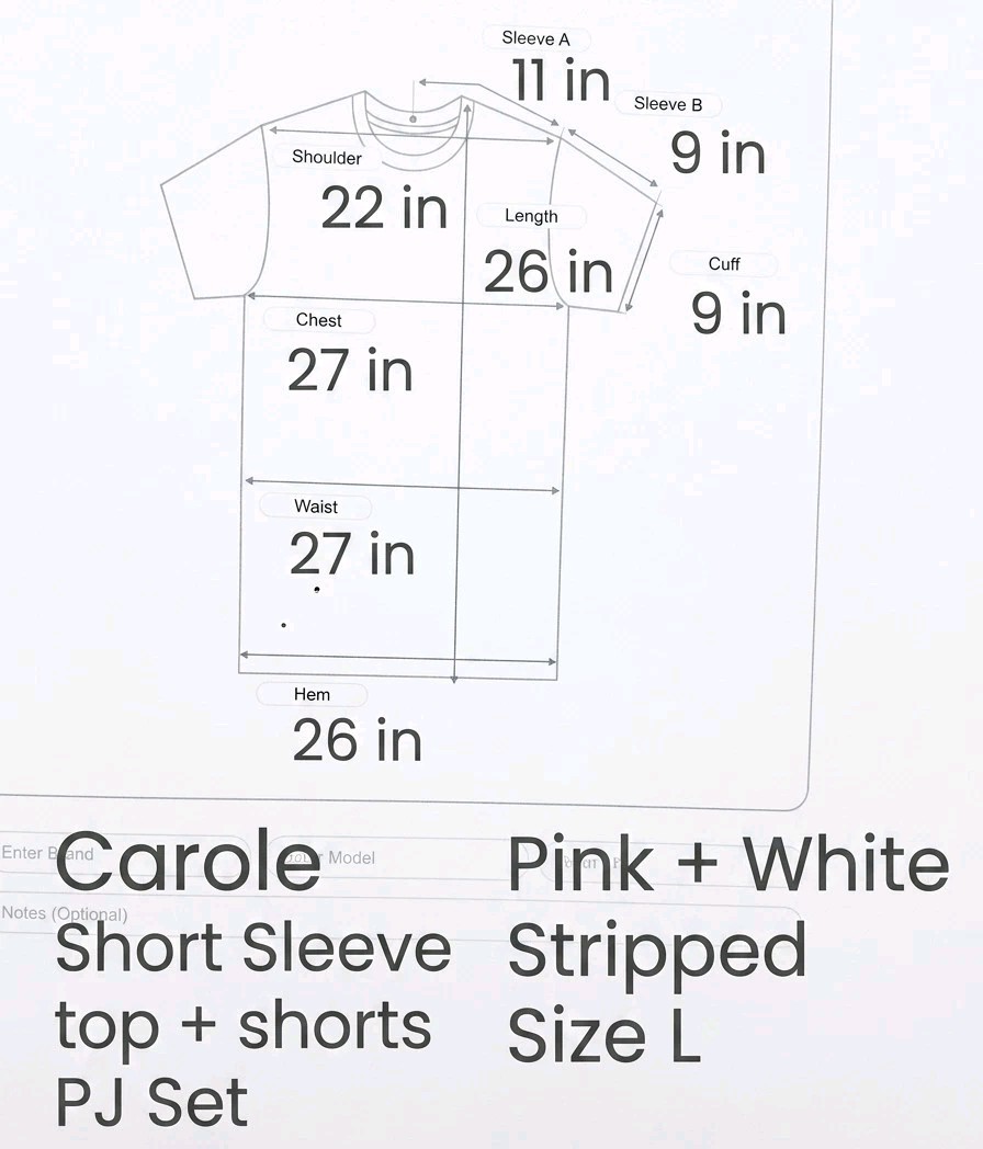 VTG Carole Pink & White Striped Short Sleeve Top And Shorts Pajama Set Size L