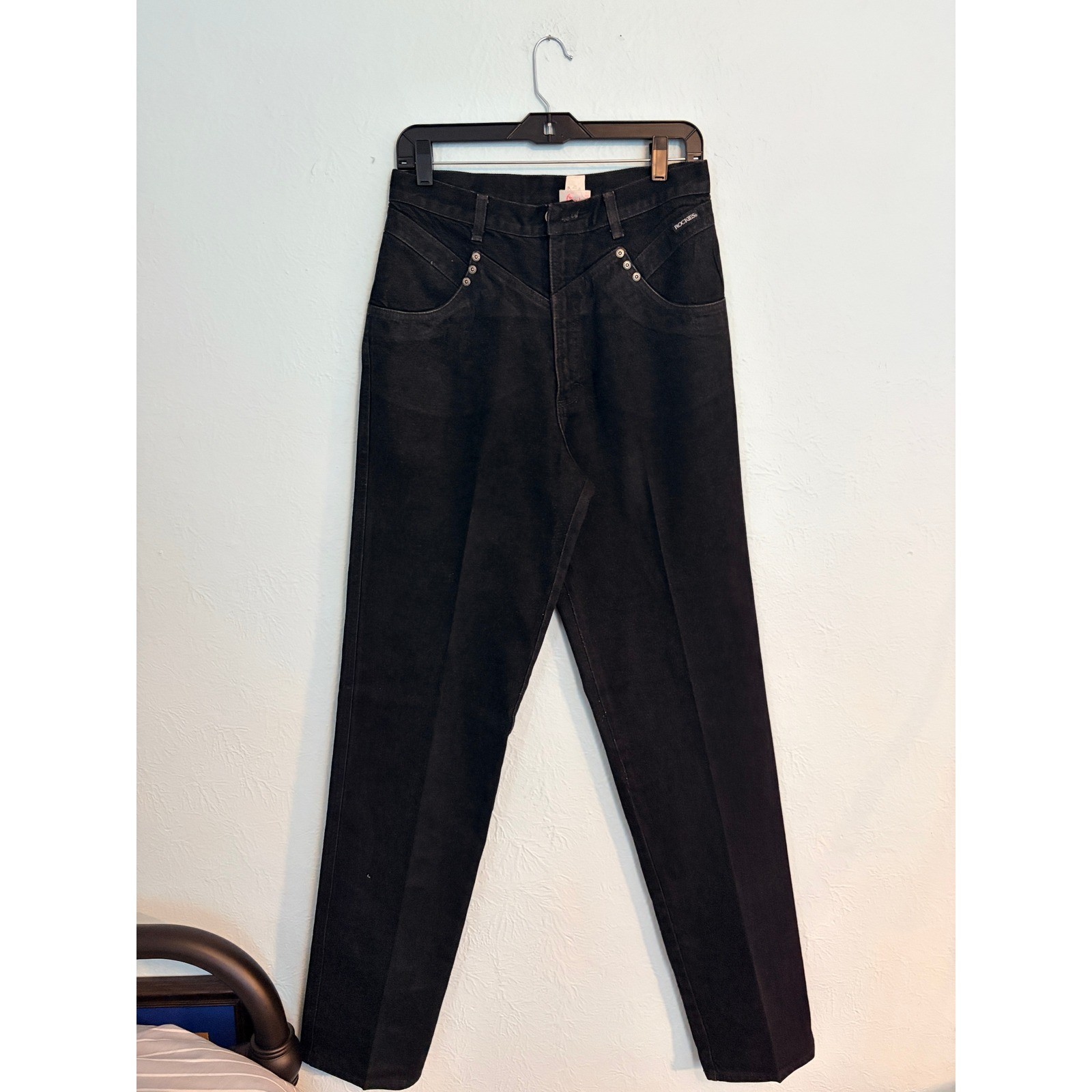 Rockies Black Western Jeans Womens Size 32/13 w/36″ inseam High Rise Vintage