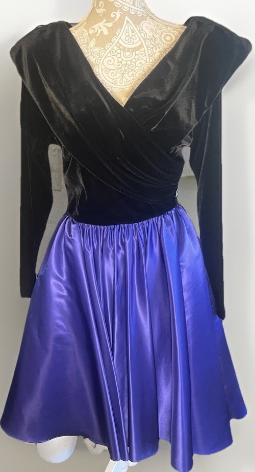 Vintage Cattiva Maya Jornot Party Dress Metallic Purple Velvet Saks Fifth Avenue