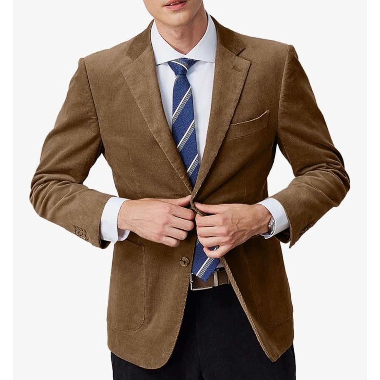 NWT MRTOGENT Men’s Casual Corduroy Khaki Suit Jacket Slim Fit Sz XL Work Blazer