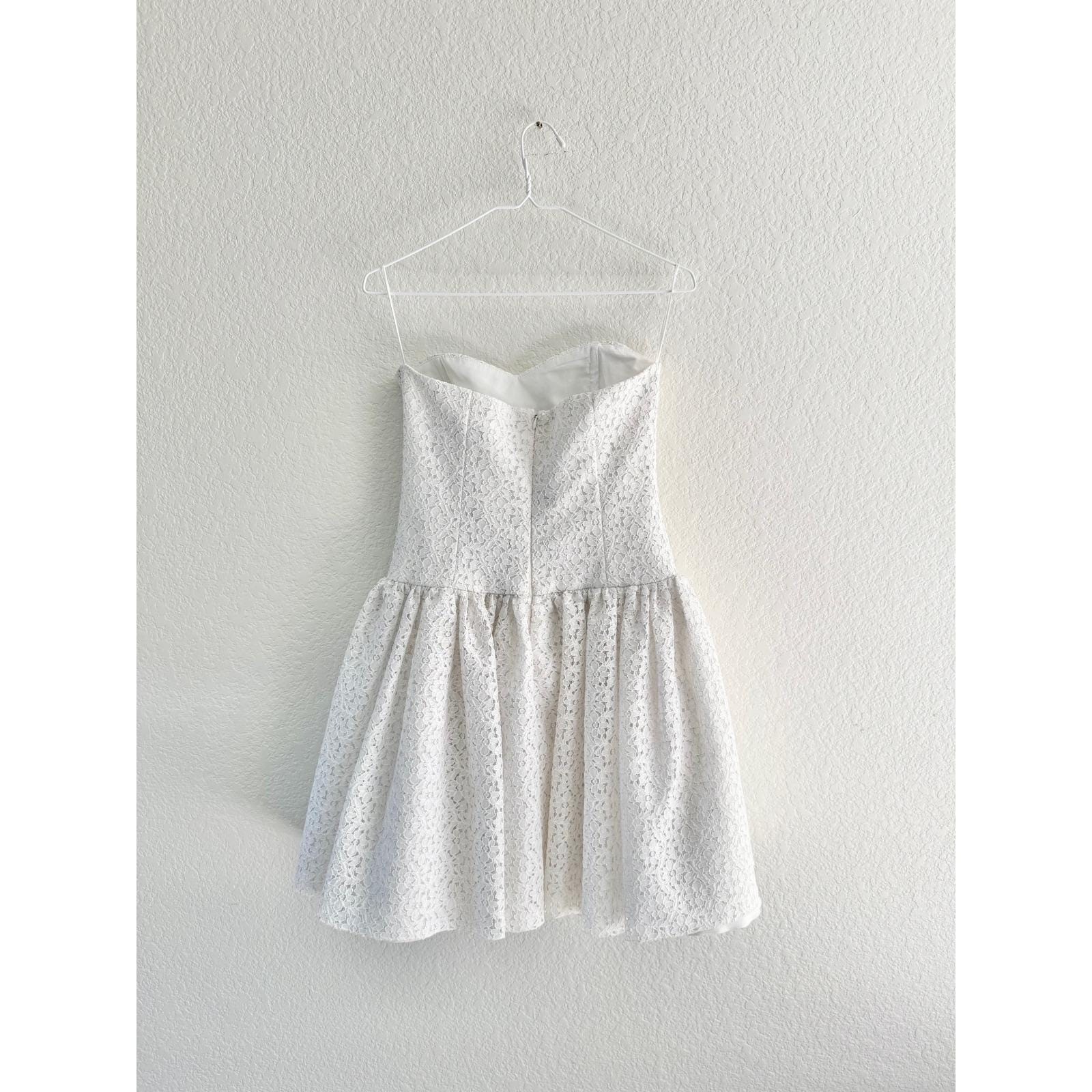 C.W. Designs Strapless Lace Mini Dress Women XS White Vintage 90s Prom