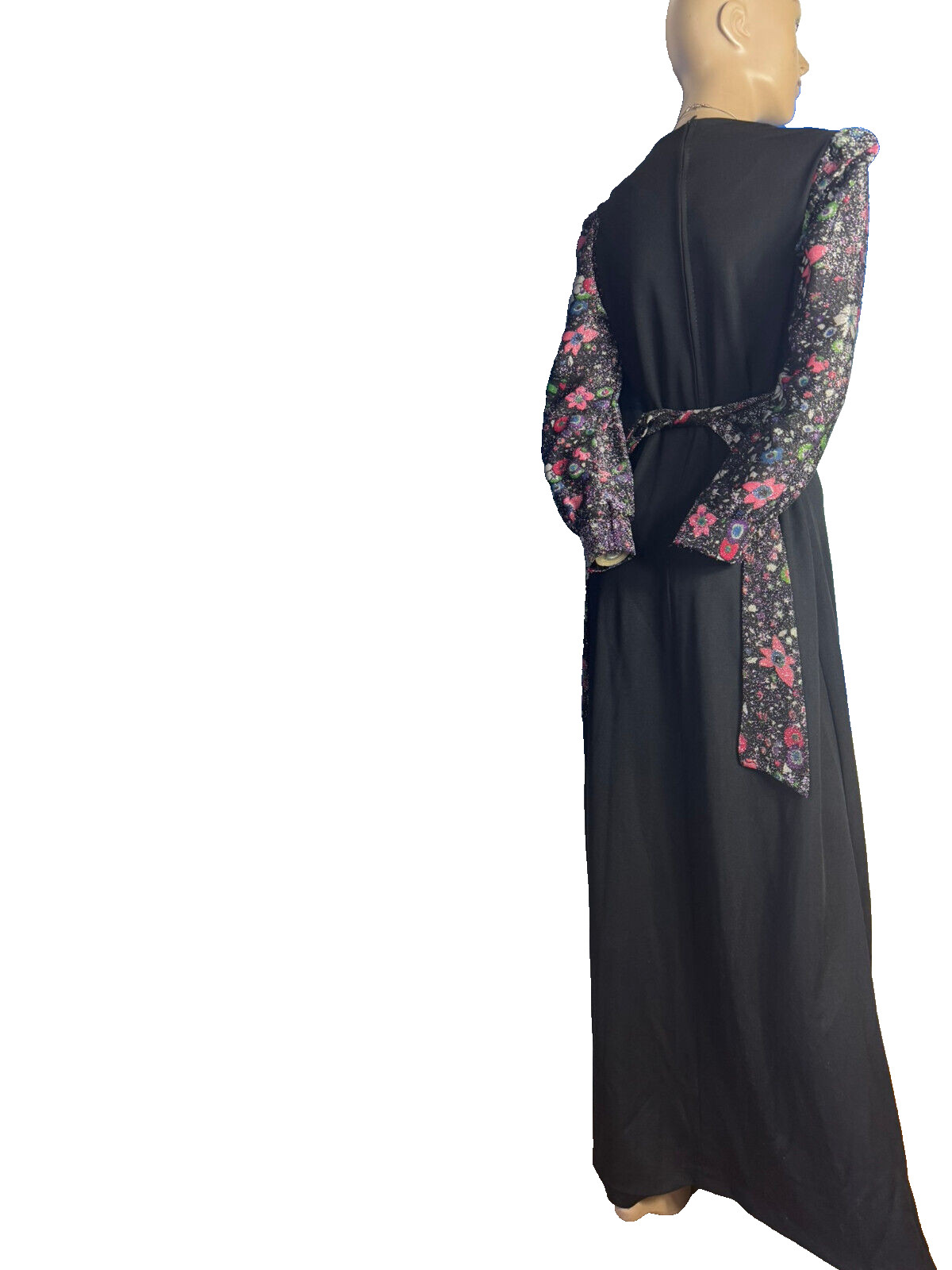 70s Maxi Dress Black Lurex Lamé Hippie Boho ABBA Disco Vintage Dress 38/40