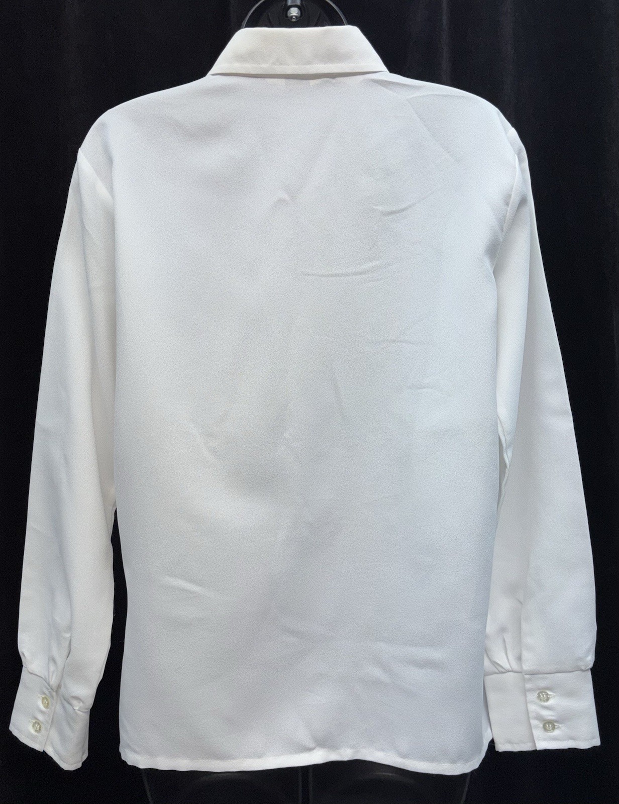 VTG K-Mart Wash & Wear Women Size 38 Button Up Embroidered Long Sleeve Top White