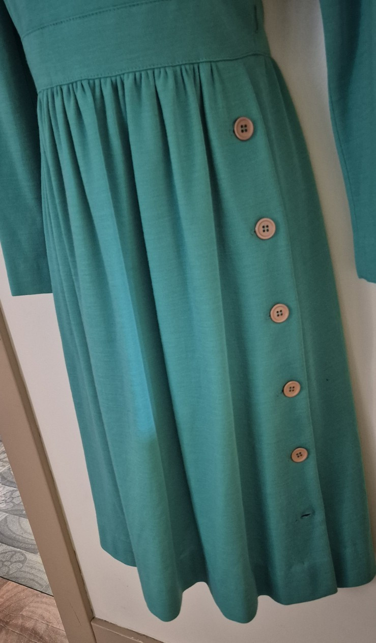 Vintage David Warren New York 80s Irish Green Knit Dress Size 8