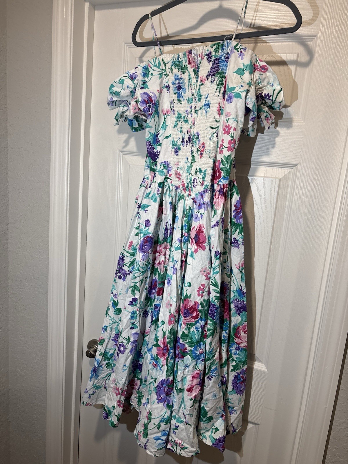 Expo VTG Floral Puffy Sleeve Victorian Romantic Cottagecore Midi Dress Size 8
