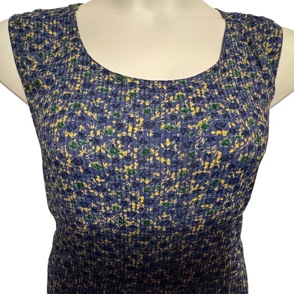 Vintage 1990’s NWT April Cornell Floral Blue Yellow Maxi Prairie Cottage Dress