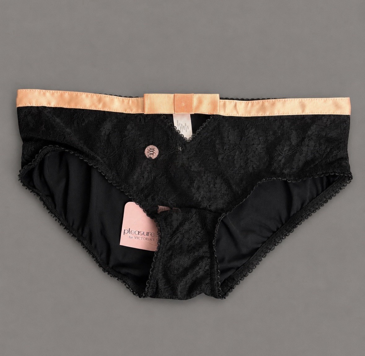 Vintage Y2K Pleasure State for Victorias Secret S Black Lace/Mesh Hipster Panty