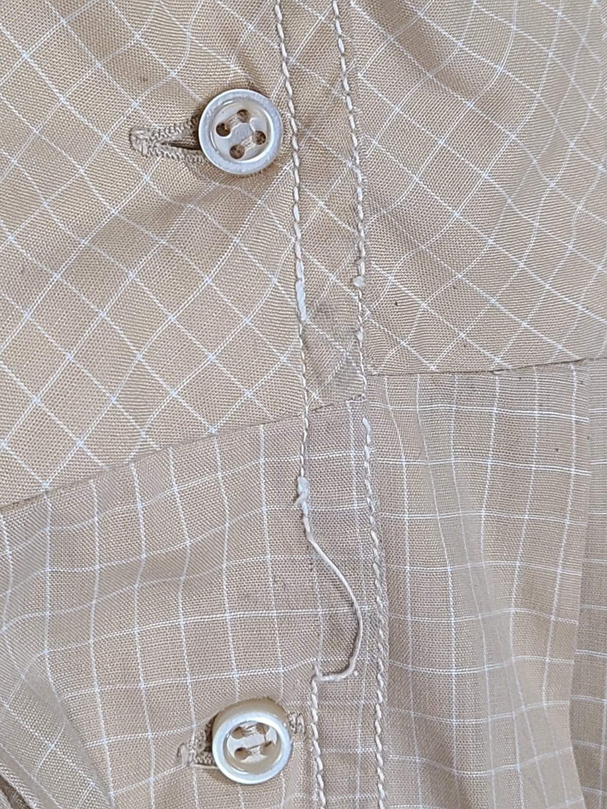 Vtg 50s Shirtwaist Dress Windowpane Cotton Print Worn Full Skirt w22 Country Set