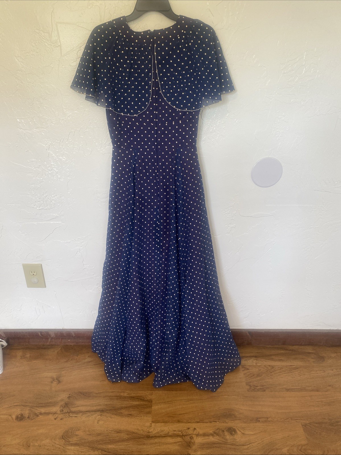 Vintage Coco California Blue with polkadots maxi dress size 10 Paper Tag Lined