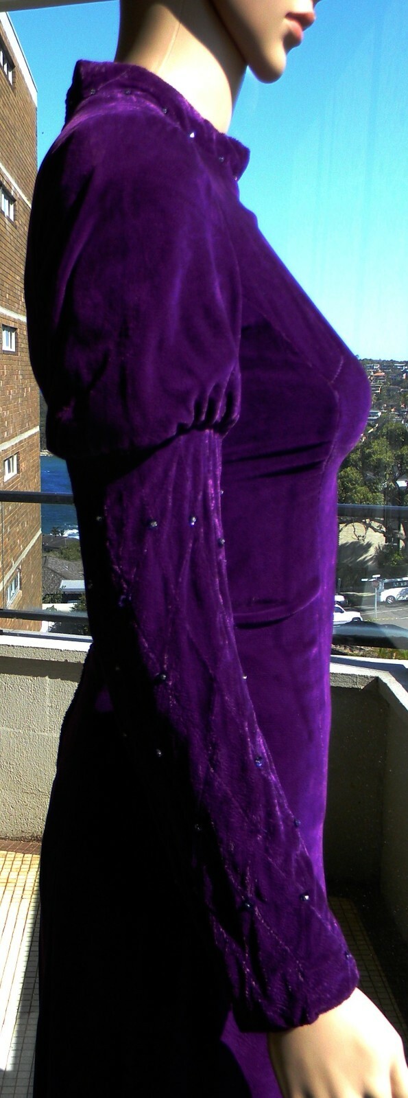 VINTAGE Bohemian Goddess 1960s-70s Original Retro Glamour Purple Velvet Dress