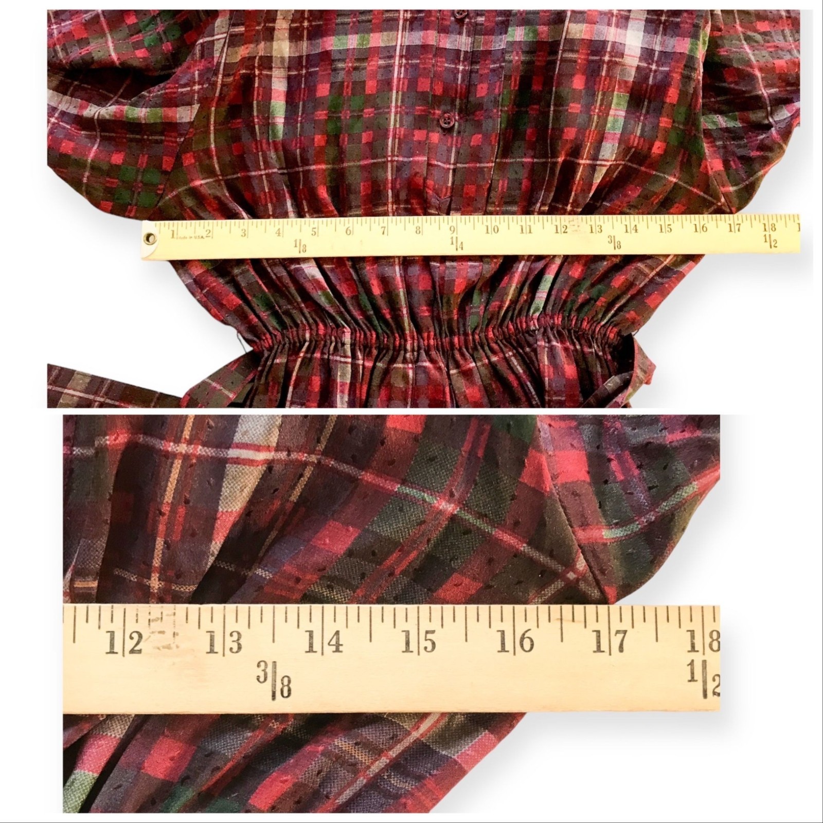 Vintage 1980s Christian Aujard Silk Plaid Shirt Dress Made in Italy, Size 40 IT