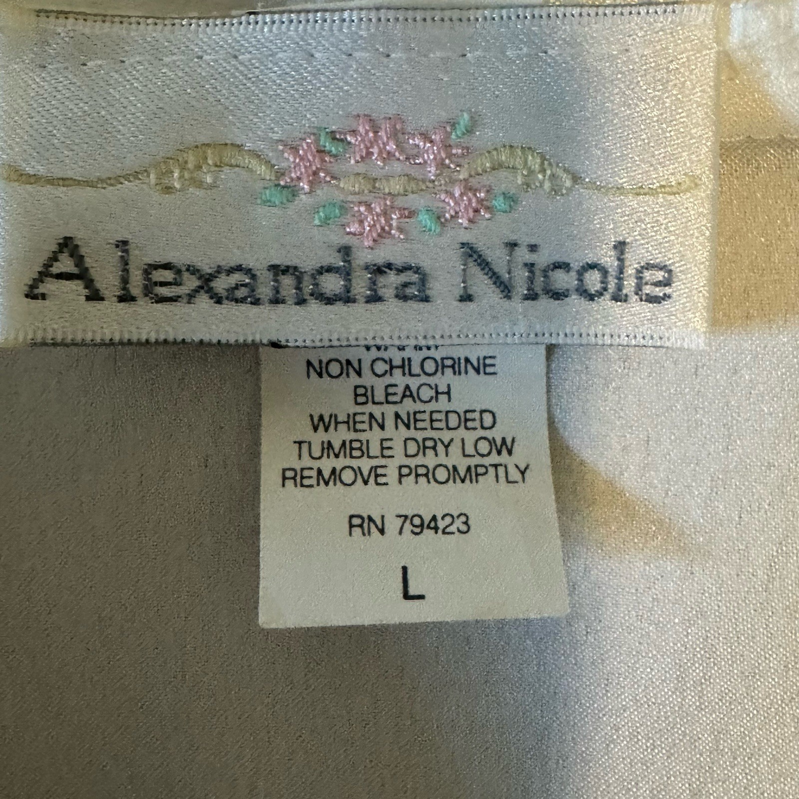 Alexandra Nicole White Satin Bridal Robe Lace Trim Tie Belt USA L White